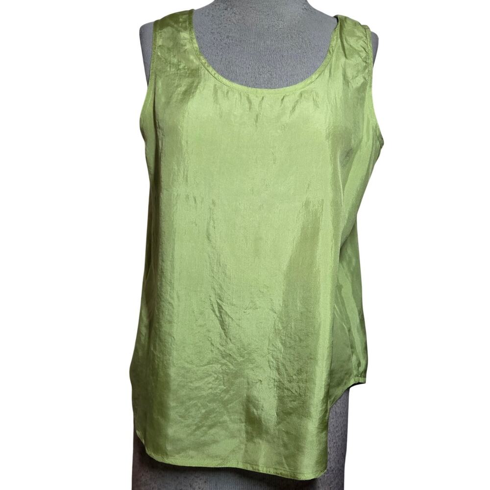 Green Sleevless Silk Blouse Size Medium
